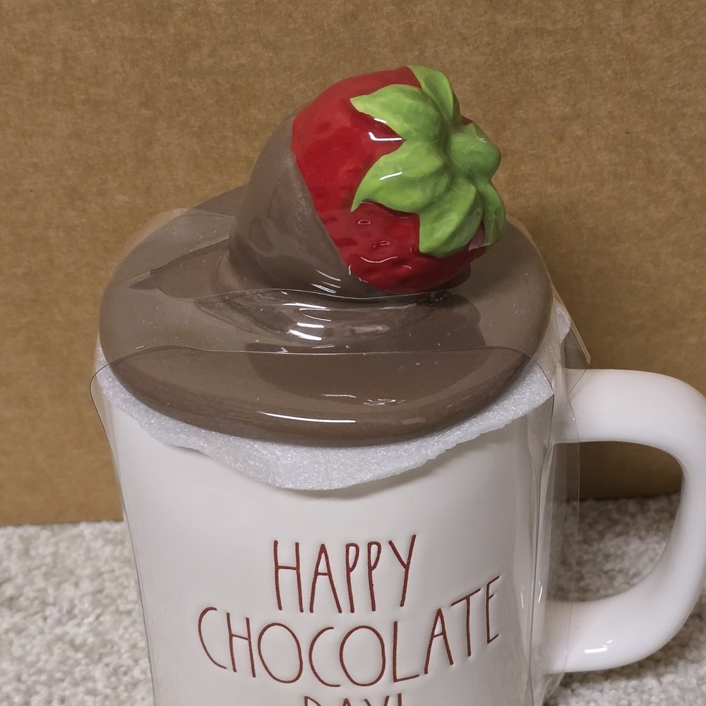 Rae Dun Strawberry Dipped Topper Valentines Day Happy Chocolate Day Mug‎ Coffee - Picture 2 of 4